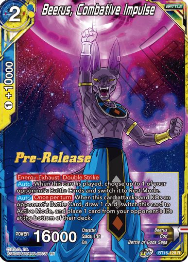 Beerus, Combative Impulse (BT16-128) [Realm of the Gods Prerelease Promos] | Arkham Games and Comics