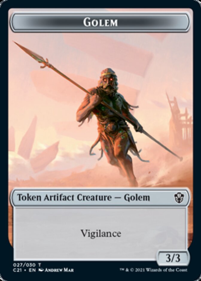 Golem (027) // Thopter Token [Commander 2021 Tokens] | Arkham Games and Comics