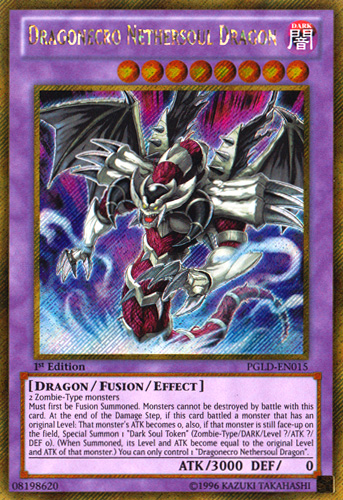 Dragonecro Nethersoul Dragon [PGLD-EN015] Gold Secret Rare | Arkham Games and Comics