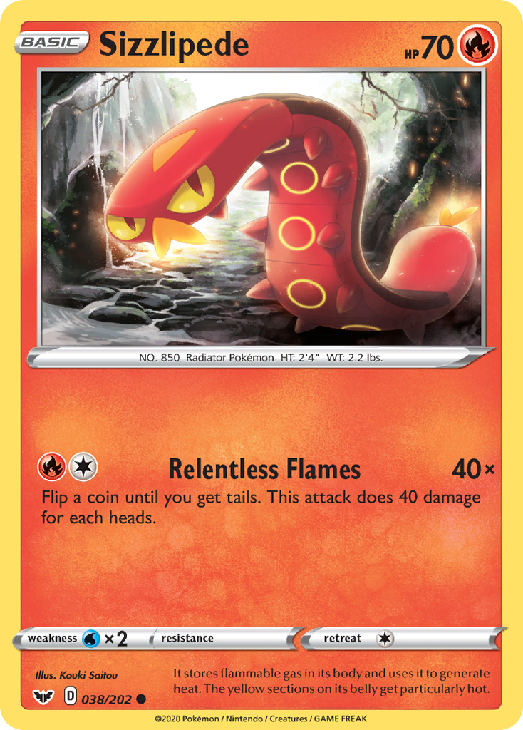 Sizzlipede (038/202) [Sword & Shield: Base Set] | Arkham Games and Comics