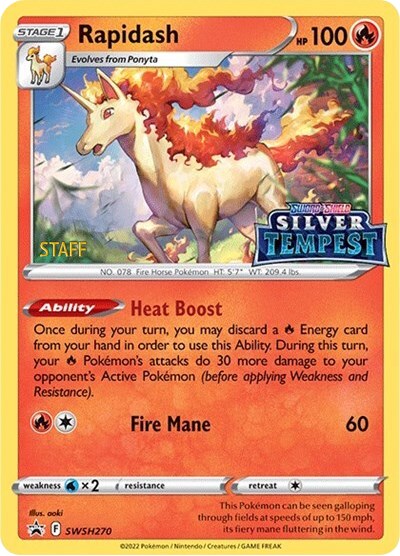 Rapidash (SWSH270) (Prerelease) (Staff) [Sword & Shield: Black Star Promos] | Arkham Games and Comics