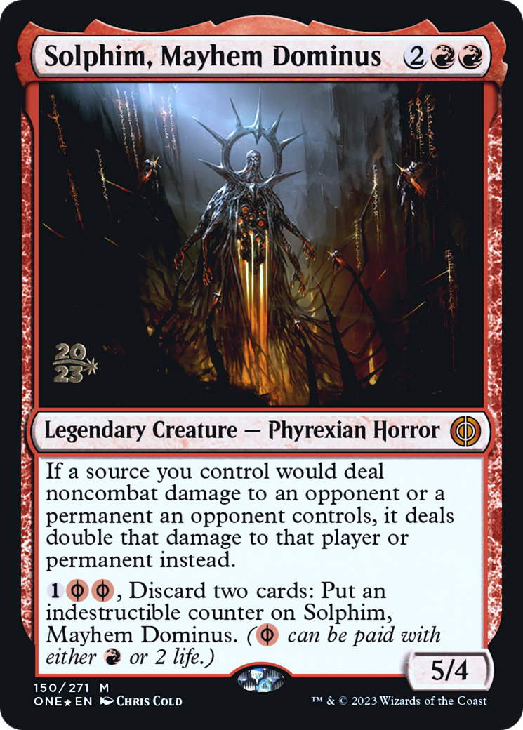 Solphim, Mayhem Dominus [Phyrexia: All Will Be One Prerelease Promos] | Arkham Games and Comics