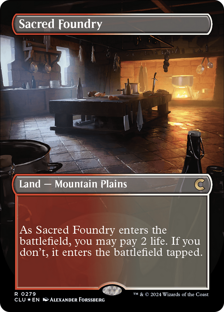 Sacred Foundry (Borderless) [Ravnica: Clue Edition] | Arkham Games and Comics