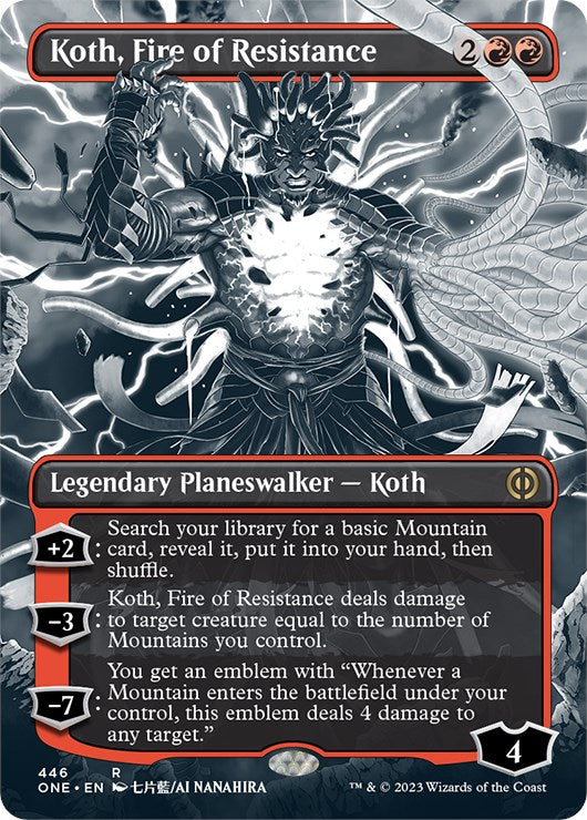 Koth, Fire of Resistance (Borderless Manga Step-and-Compleat Foil) [Phyrexia: All Will Be One] | Arkham Games and Comics