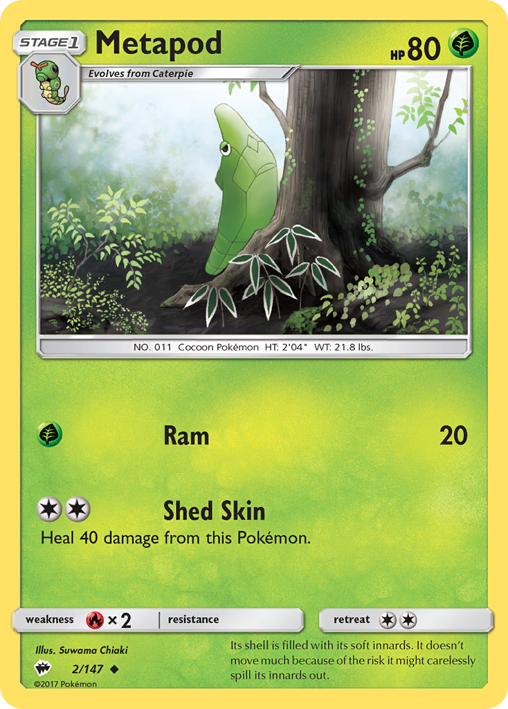 Metapod (2/147) [Sun & Moon: Burning Shadows] | Arkham Games and Comics