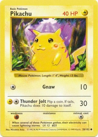 Pikachu (58/102) (Red Cheeks Misprint) [Base Set Shadowless Unlimited] | Arkham Games and Comics