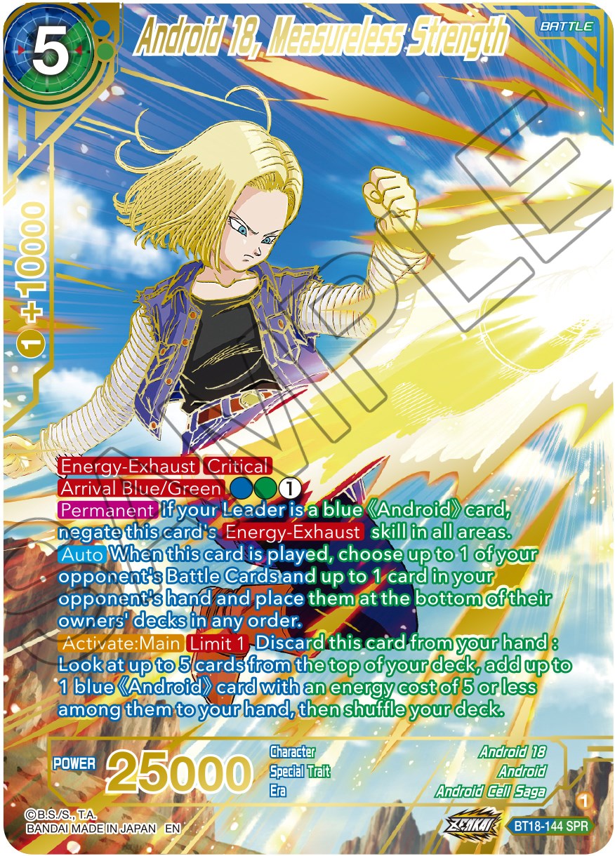 Android 18, Measureless Strength (SPR) (BT18-144) [Dawn of the Z-Legends] | Arkham Games and Comics
