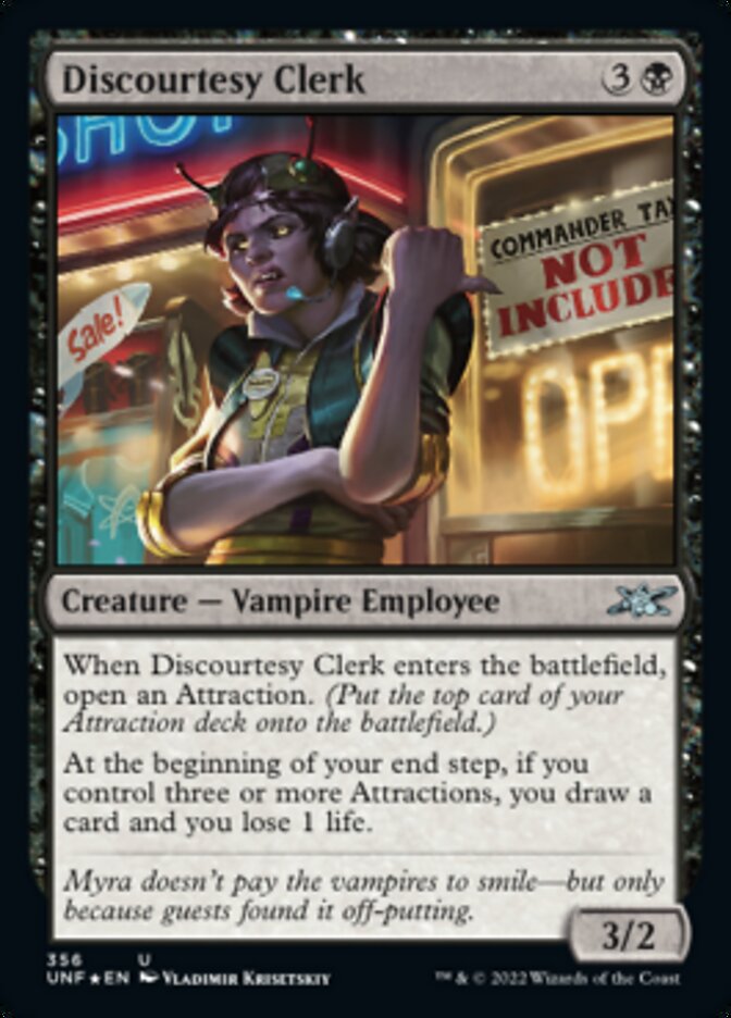 Discourtesy Clerk (Galaxy Foil) [Unfinity] | Arkham Games and Comics