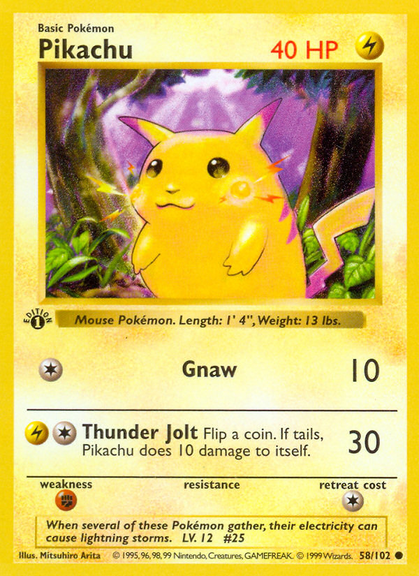 Pikachu (58/102) (Shadowless) [Base Set 1st Edition] | Arkham Games and Comics