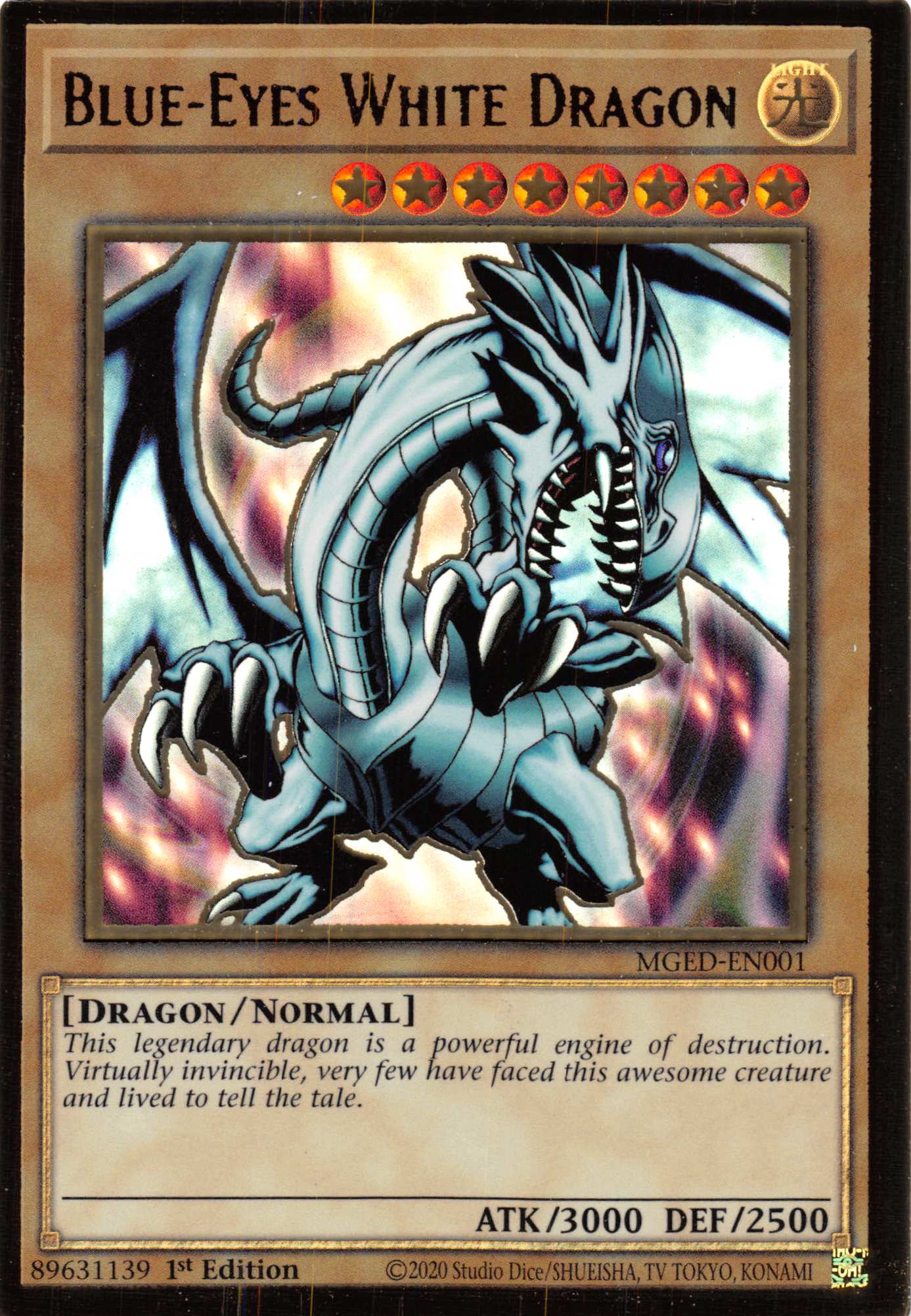 Blue-Eyes White Dragon (Alternate Art) [MGED-EN001] Gold Rare | Arkham Games and Comics