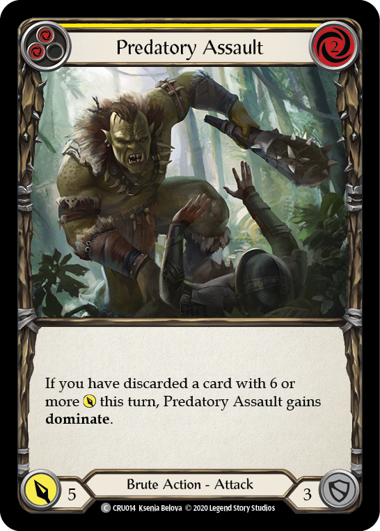 Predatory Assault (Yellow) [CRU014] (Crucible of War)  1st Edition Rainbow Foil | Arkham Games and Comics