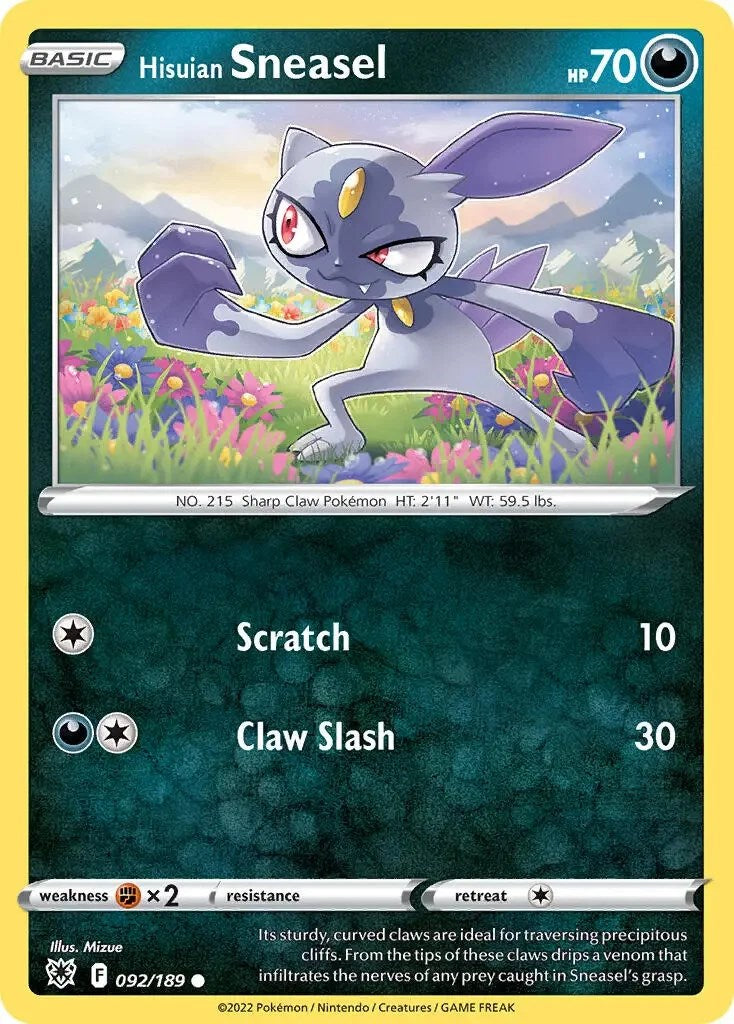 Hisuian Sneasel (092/189) (Theme Deck Exclusive) [Sword & Shield: Astral Radiance] | Arkham Games and Comics