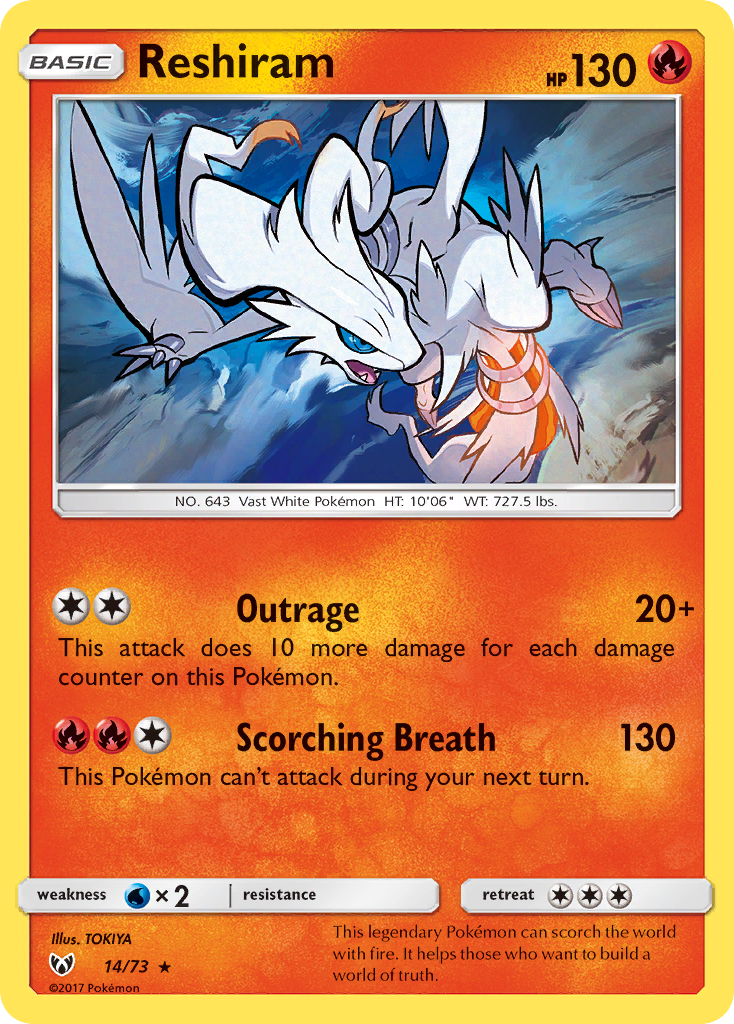 Reshiram (14/73) [Sun & Moon: Shining Legends] | Arkham Games and Comics