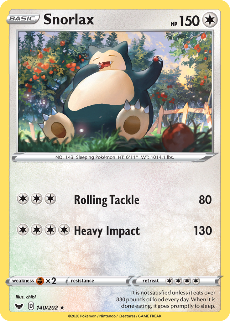 Snorlax (140/202) [Sword & Shield: Base Set] | Arkham Games and Comics