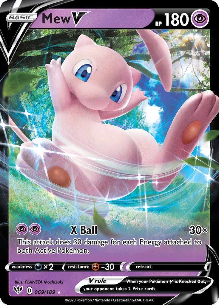 Mew V (069/189) (Jumbo Card) [Sword & Shield: Darkness Ablaze] | Arkham Games and Comics