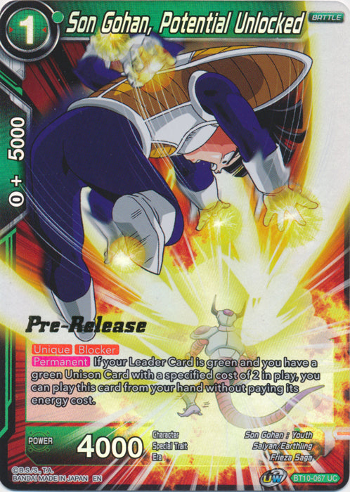 Son Gohan, Potential Unlocked (BT10-067) [Rise of the Unison Warrior Prerelease Promos] | Arkham Games and Comics