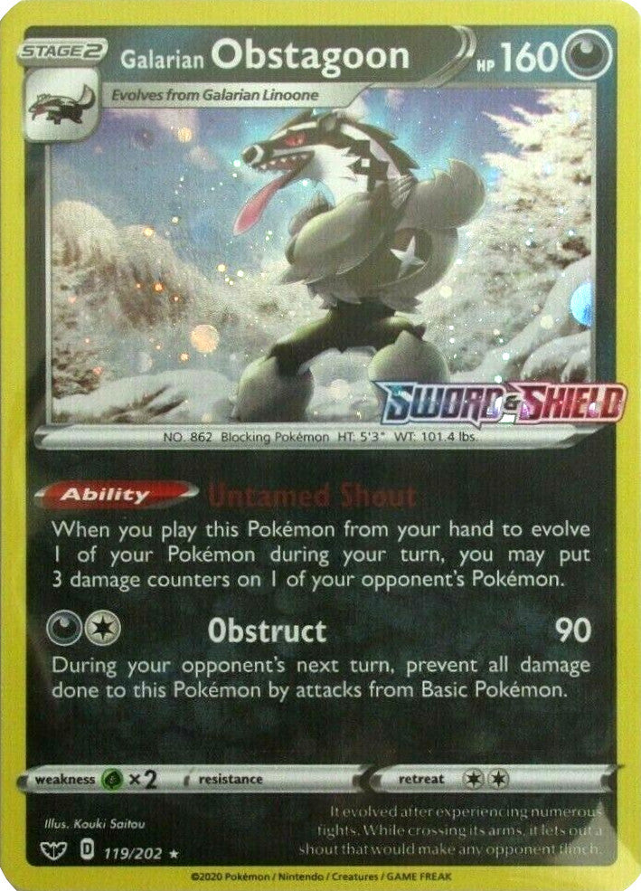 Galarian Obstagoon (119/202) (Cosmos Holo) [Sword & Shield: Base Set] | Arkham Games and Comics