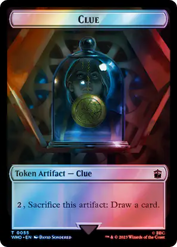 Alien Rhino // Clue (0055) Double-Sided Token (Surge Foil) [Doctor Who Tokens] | Arkham Games and Comics