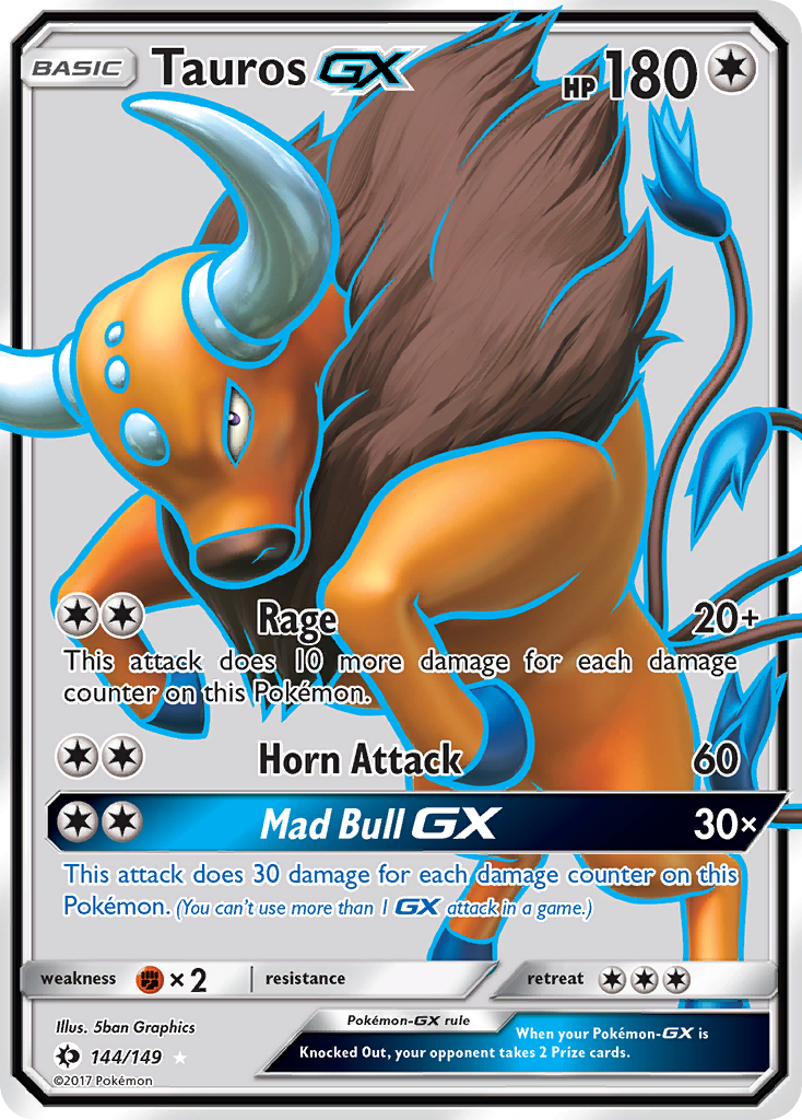 Tauros GX (144/149) [Sun & Moon: Base Set] | Arkham Games and Comics