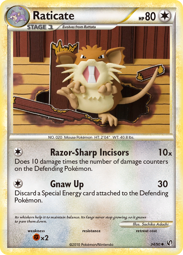 Raticate (34/90) [HeartGold & SoulSilver: Undaunted] | Arkham Games and Comics