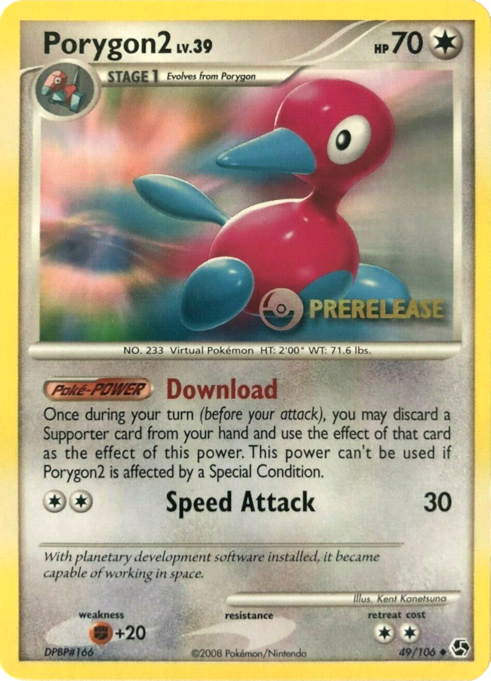 Porygon2 (49/106) (Prerelease Promo) [Diamond & Pearl: Black Star Promos] | Arkham Games and Comics