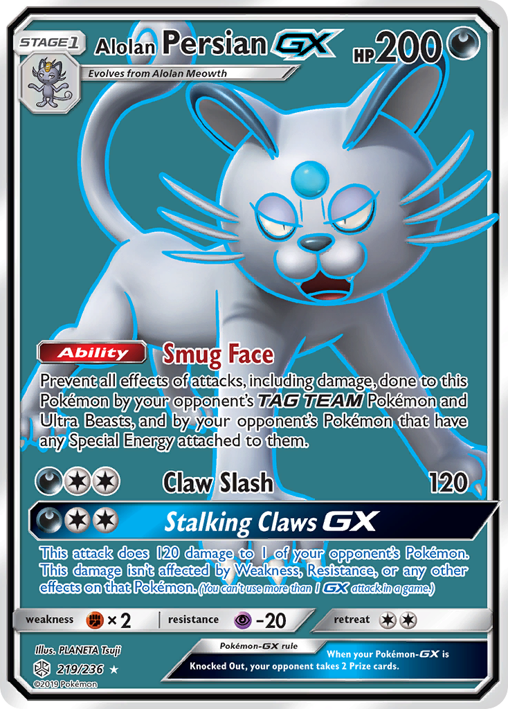 Alolan Persian GX (219/236) [Sun & Moon: Cosmic Eclipse] | Arkham Games and Comics