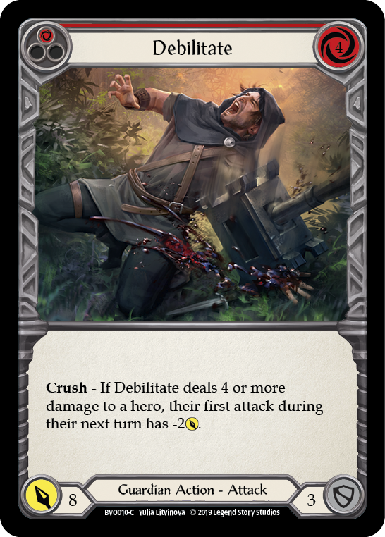 Debilitate (Red) [BVO010-C] (Bravo Hero Deck)  1st Edition Normal | Arkham Games and Comics