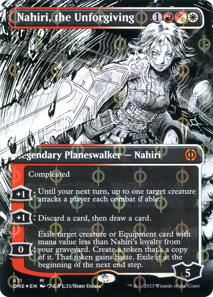 Nahiri, the Unforgiving (Borderless Manga Step-and-Compleat Foil) [Phyrexia: All Will Be One] | Arkham Games and Comics