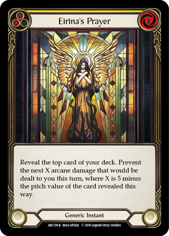 Eirina's Prayer (Yellow) [ARC174-R] (Arcane Rising)  1st Edition Rainbow Foil | Arkham Games and Comics