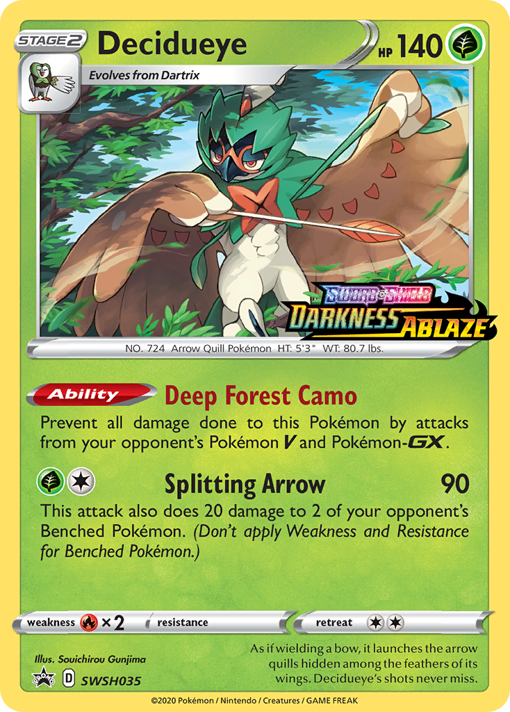 Decidueye (SWSH035) (Prerelease Promo) [Sword & Shield: Black Star Promos] | Arkham Games and Comics