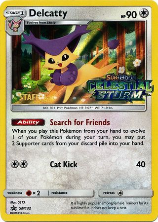 Delcatty (SM132) (Staff Prerelease Promo) [Sun & Moon: Black Star Promos] | Arkham Games and Comics
