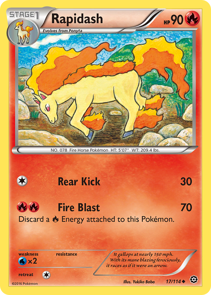 Rapidash (17/114) [XY: Steam Siege] | Arkham Games and Comics