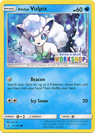 Alolan Vulpix (21/145) (Build A Bear Workshop Exclusive) [Sun & Moon: Guardians Rising] | Arkham Games and Comics