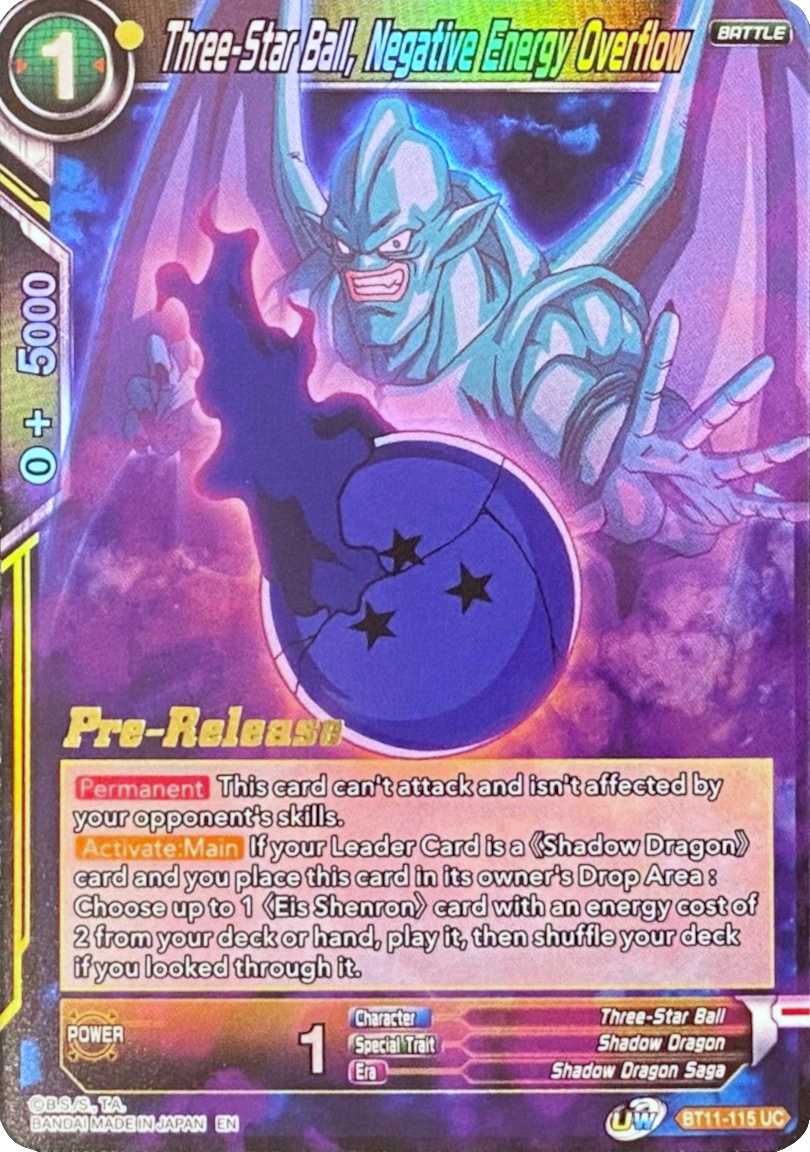 Three-Star Ball, Negative Energy Overflow (BT11-115) [Vermilion Bloodline Prerelease Promos] | Arkham Games and Comics