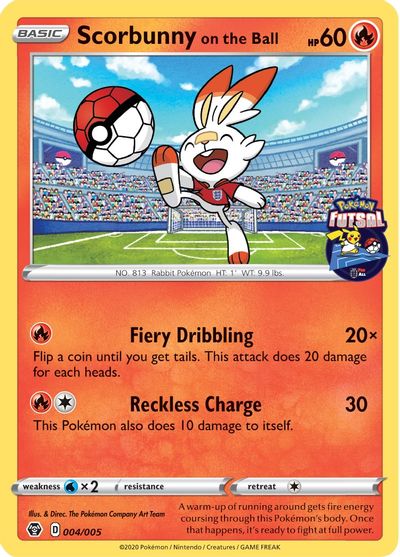 Scorbunny on the Ball (004/005) [Pokemon Futsal Collection] | Arkham Games and Comics