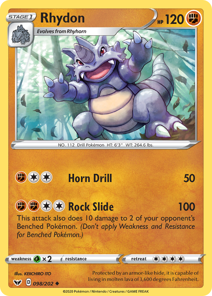 Rhydon (098/202) [Sword & Shield: Base Set] | Arkham Games and Comics