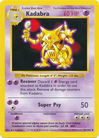 Kadabra (32/102) [Base Set Shadowless Unlimited] | Arkham Games and Comics