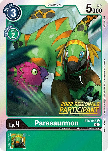 Parasaurmon [BT6-048] (2022 Championship Online Regional) (Online Participant) [Double Diamond Promos] | Arkham Games and Comics