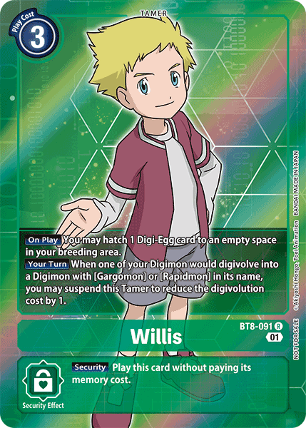 Willis [BT8-091] (Alternative Art - Box Topper) [New Awakening] | Arkham Games and Comics