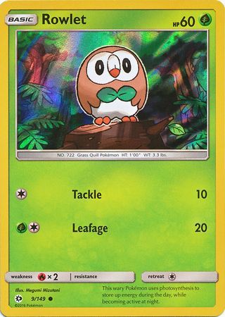 Rowlet (9/149) (Water Web Holo) [Sun & Moon: Base Set] | Arkham Games and Comics