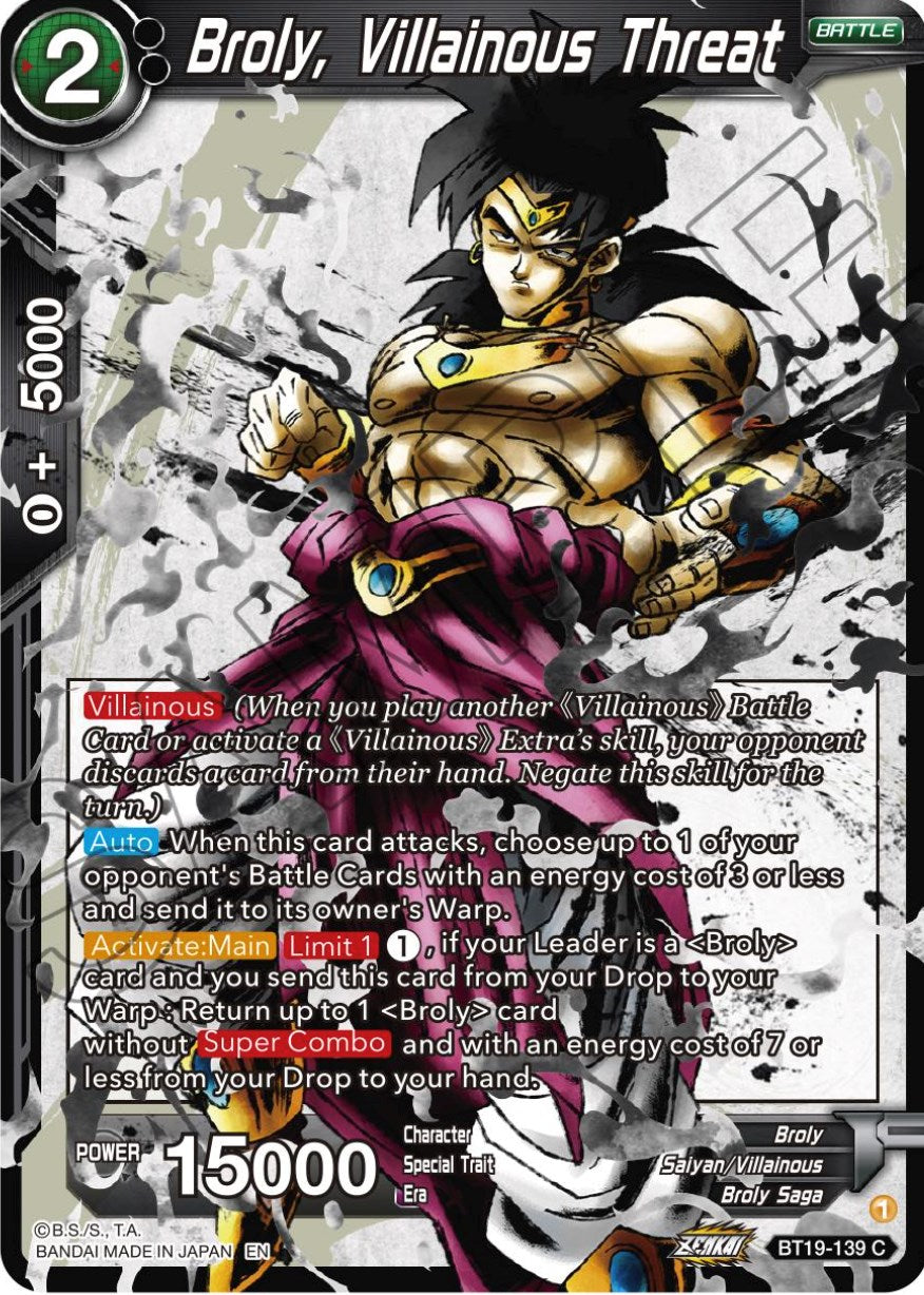 Broly, Villainous Threat (BT19-139) [Fighter's Ambition] | Arkham Games and Comics