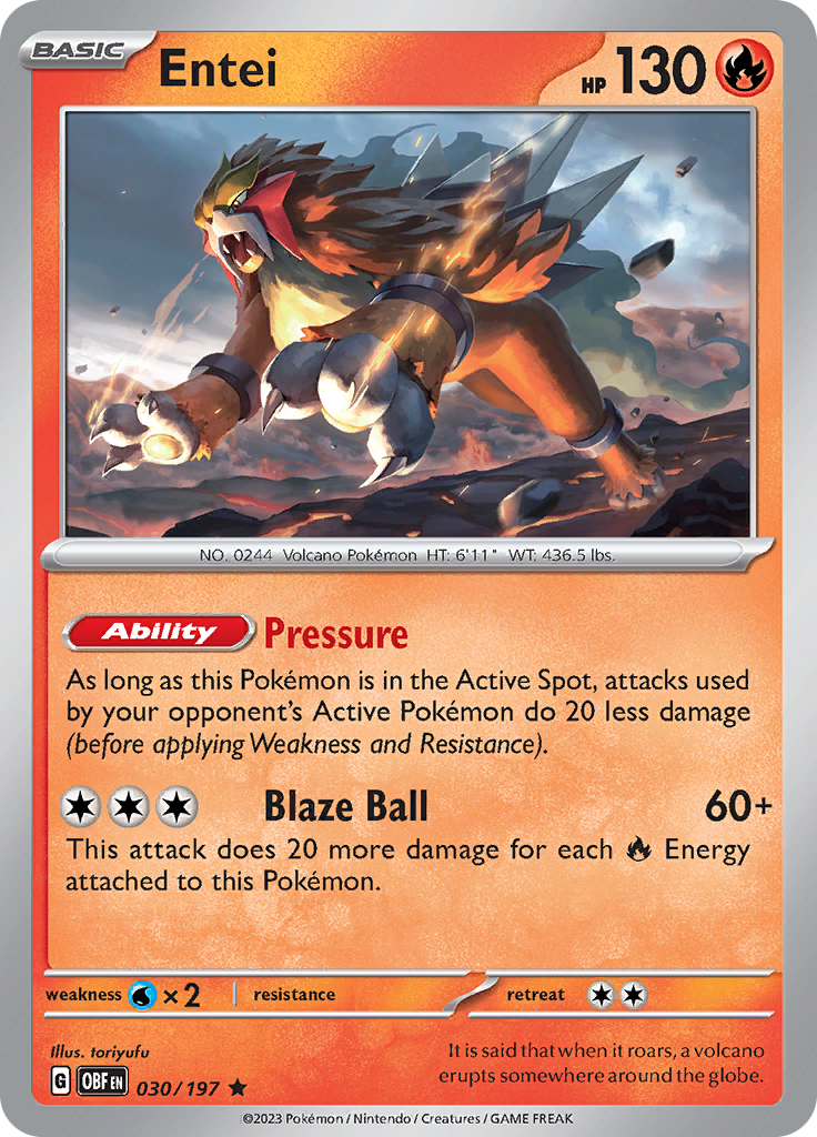 Entei (030/197) [Scarlet & Violet: Obsidian Flames] | Arkham Games and Comics