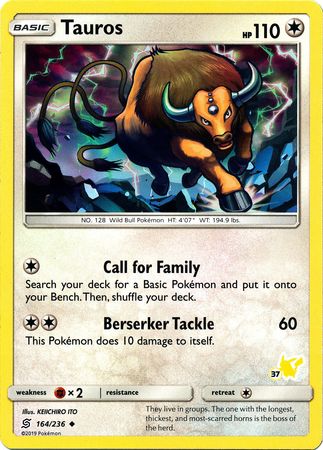 Tauros (164/236) (Pikachu Stamp #37) [Battle Academy 2020] | Arkham Games and Comics