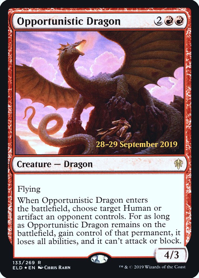 Opportunistic Dragon  [Throne of Eldraine Prerelease Promos] | Arkham Games and Comics