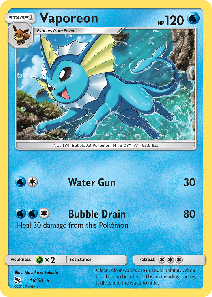 Vaporeon (18/68) [Sun & Moon: Hidden Fates] | Arkham Games and Comics