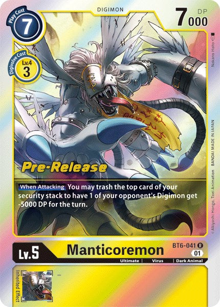 Manticoremon [BT6-041] [Double Diamond Pre-Release Cards] | Arkham Games and Comics