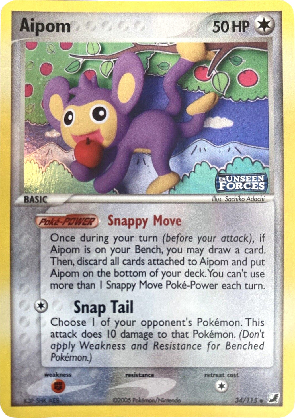 Aipom (34/115) (Stamped) [EX: Unseen Forces] | Arkham Games and Comics