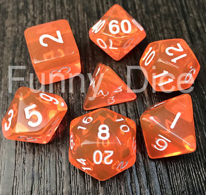 7Pcs/Set Polyhedral Dice - Orange Crystal | Arkham Games and Comics