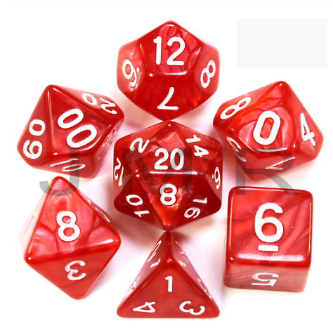 7Pcs/Set Polyhedral Dice - Red Marble | Arkham Games and Comics