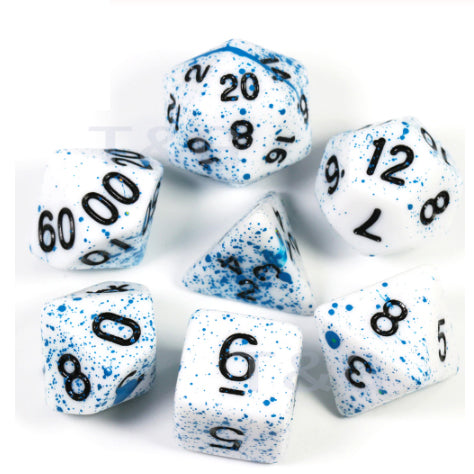 7Pcs/Set Polyhedral Dice - Blue Splatter | Arkham Games and Comics
